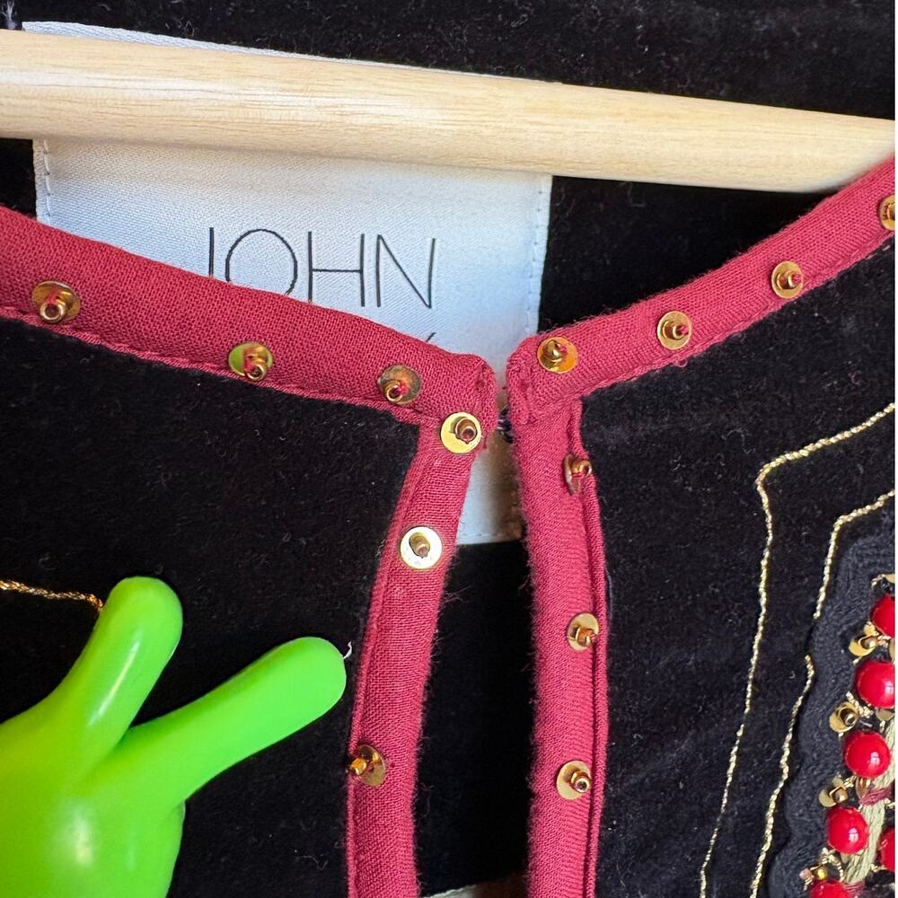 John Mark Embellished Floral Beaded Velvet Jacket Boho Festival Art to Wear XL - Picture 12 of 16